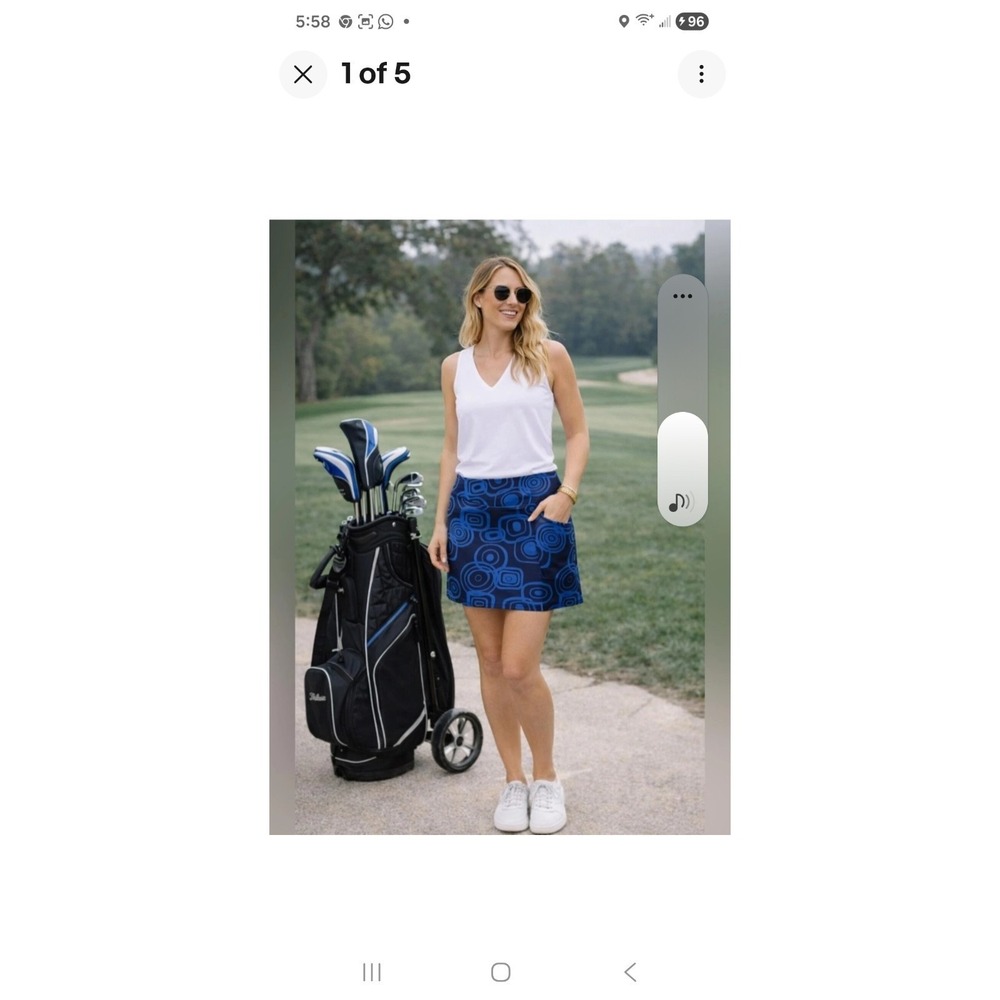 Golftini Eager Eyes Pull-On A-Line Skort Blue Geometric Print Size Small NWT